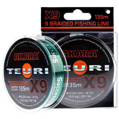 Шнур Akara 135м 0,15мм Teuri X-9 Green ATGN-135-015
